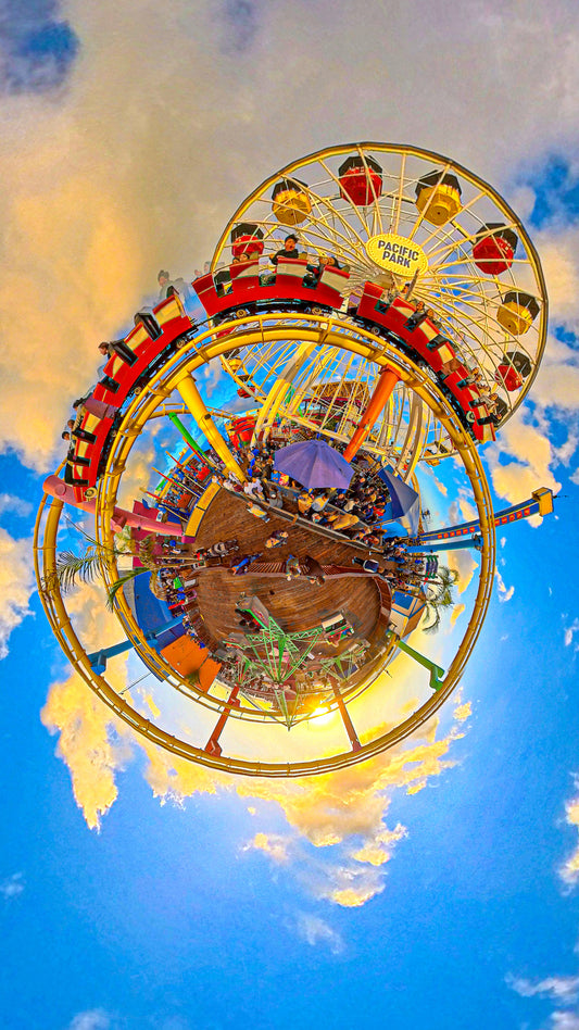 Santa Monica Pier Roller Coaster Sunset